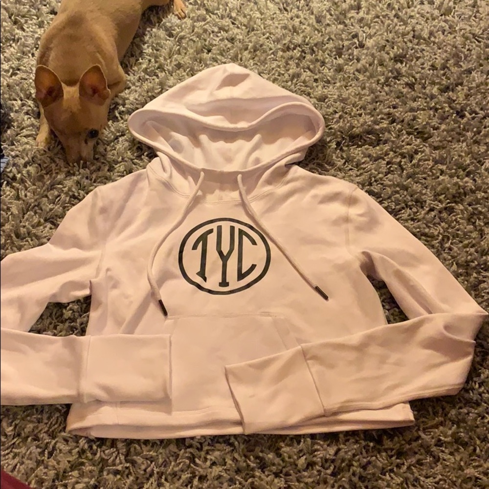 Til you collapse cropped white hoodie